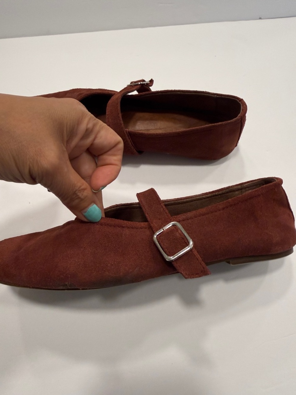 Ulanka Rust Suede Mary Jane Flats size 39 - Picture 3 of 9